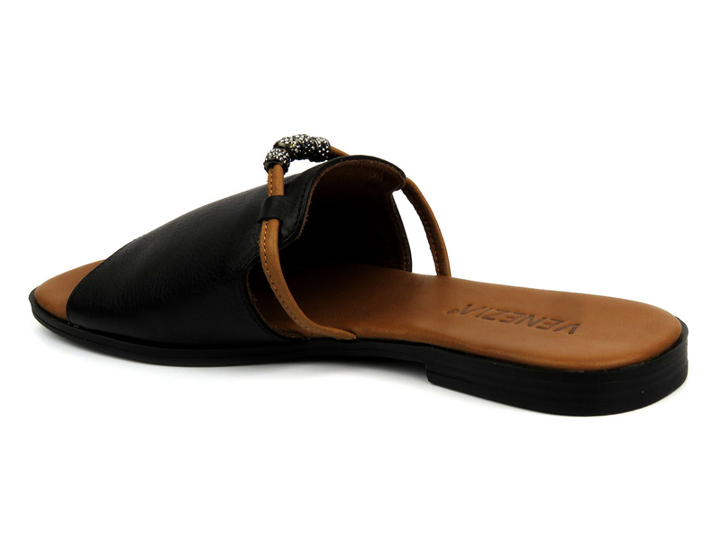 Dámské kožené žabky s plochou podrážkou - VENEZIA LUBE 334116, zlatá