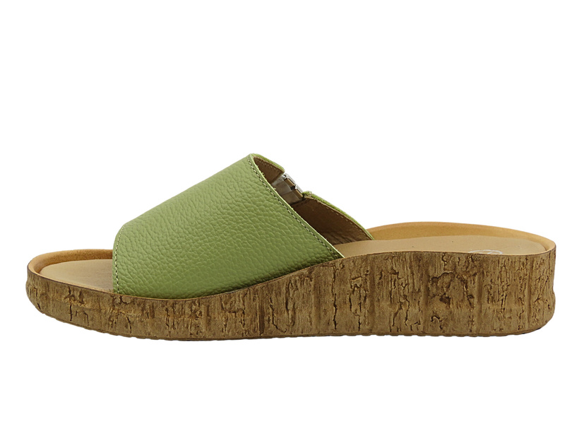 Wygodne, miękkie klapki damskie HELIOS Komfort 130, zielone