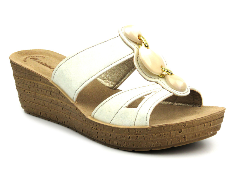 Dámské zdravotní žabky s korkovou stélkou - Inblu VR7B, bílá