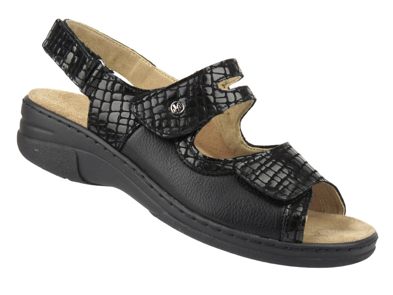 Dámské černé kožené sandály HELIOS Comfort 165