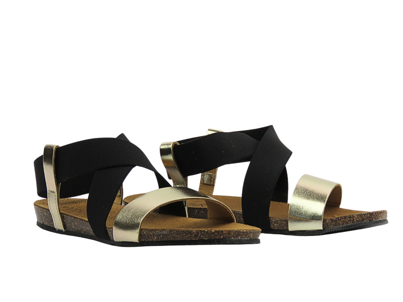 Dámské kožené sandály černo-zlaté – Venezia W001LEGOOBS137
