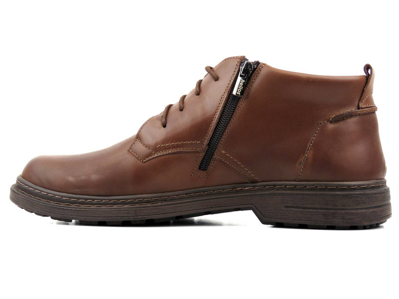 Pánské kožené boty zateplené ovčí vlnou - HELIOS Komfort 884-1, hnědé