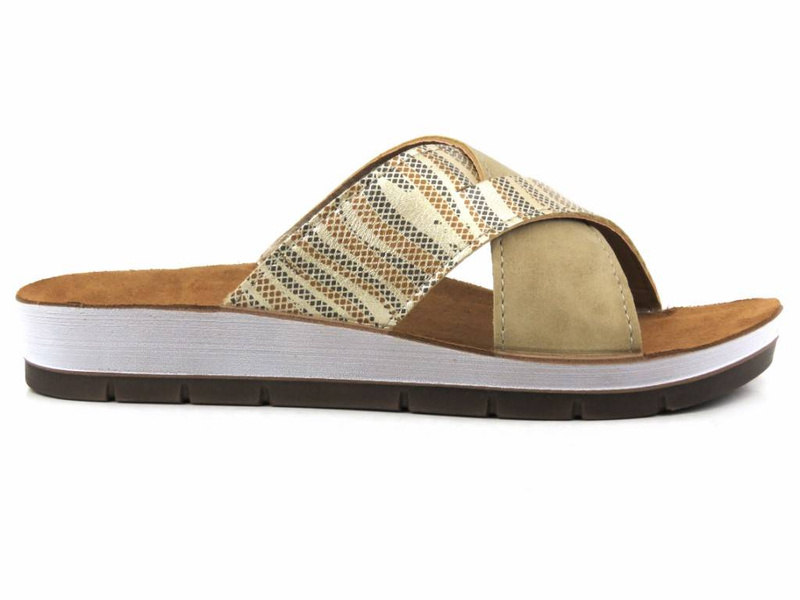 Dámské žabky se zkříženými ramínky - INBLU CP-38, pískové