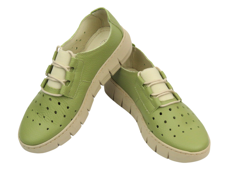 Pohodlné dámské kožené polobotky – HELIOS Komfort 434-2, zelené