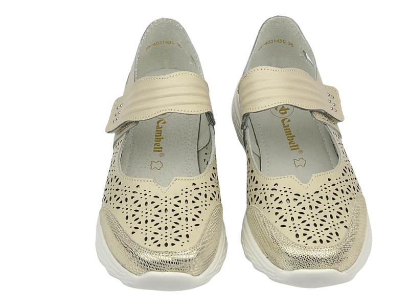 Kožené a perforované polobotky dámské béžové Cambell 25-40314