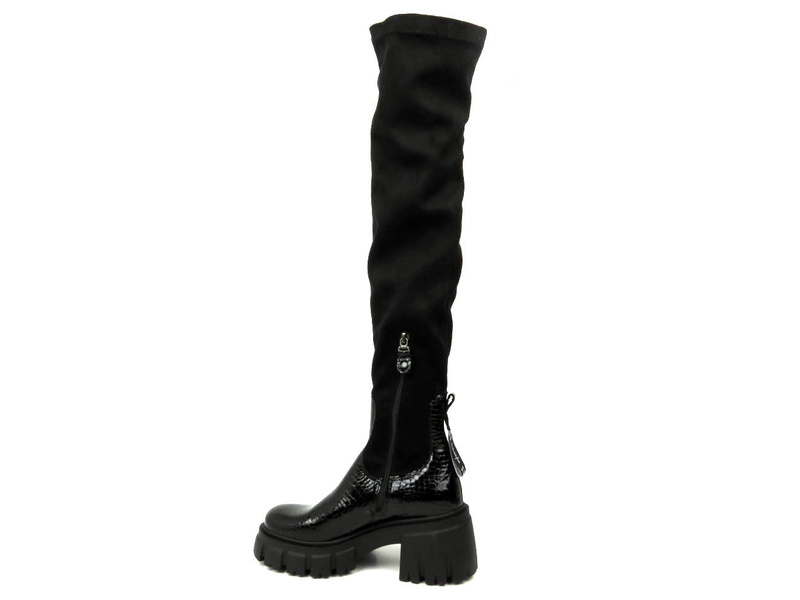 Vysoké dámské kozačky s lycrou - MACIEJKA 05260-01, černé