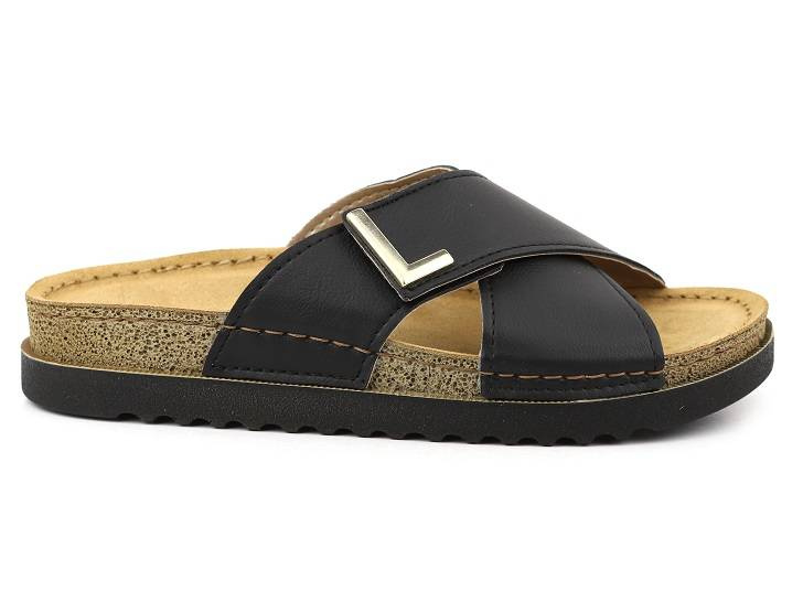 Dámské žabky s koženou vsadkou - Inblu DJ-09, černé