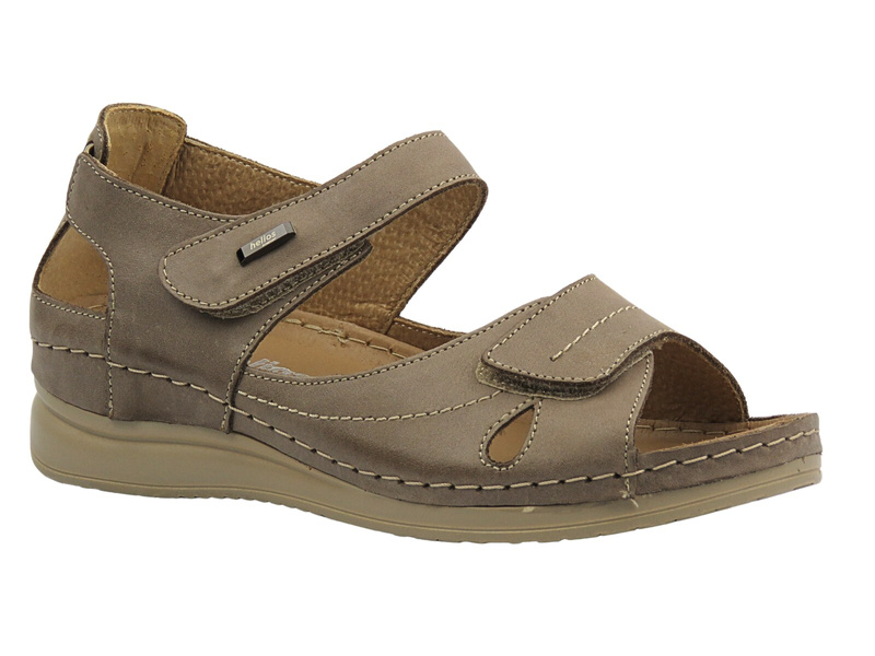 Kožené dámské sandály na klínku HELIOS Komfort 139, béžové