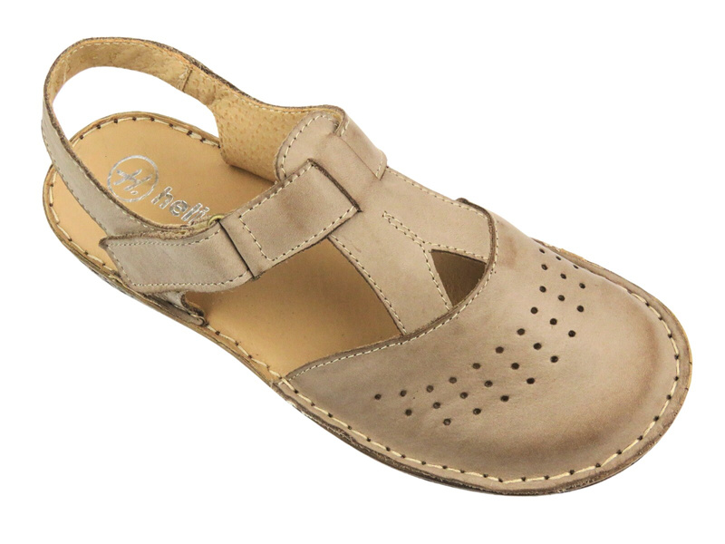 Kožené dámské sandály béžové Helios Komfort 128