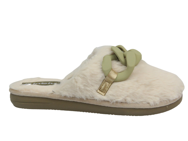 Dámské kožešinové pantofle s řetízkem - INBLU EK-06, šedé