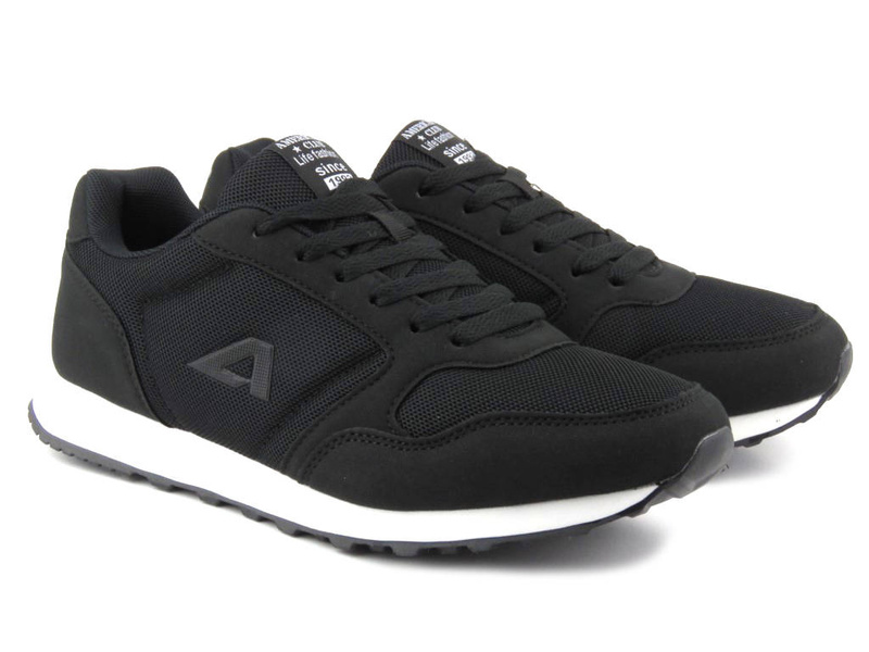 Pánské tenisky na šněrování - AMERICAN CLUB WT135/23 WT134/23, černé