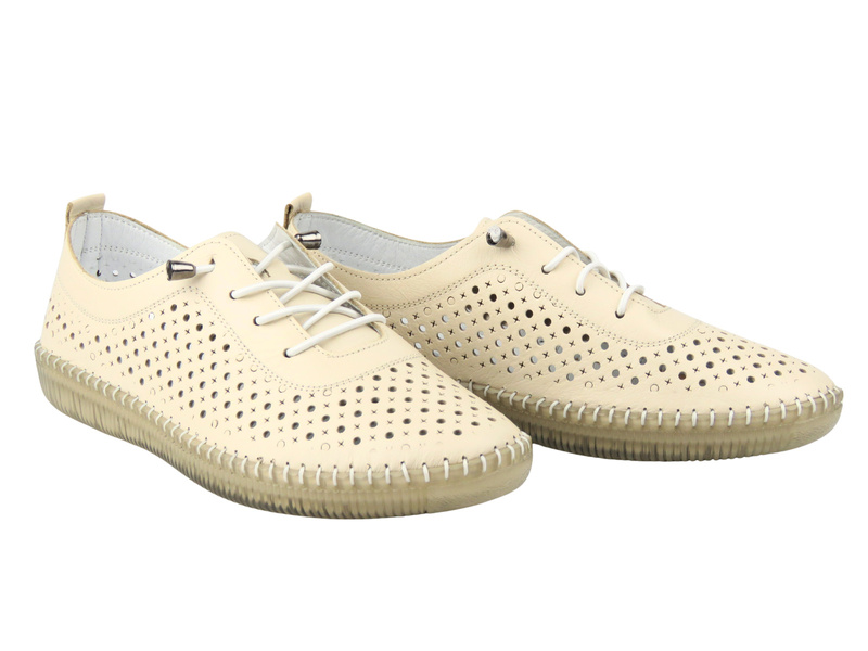 Dámské kožené nízké boty Nika Comfort 0303-126, béžové