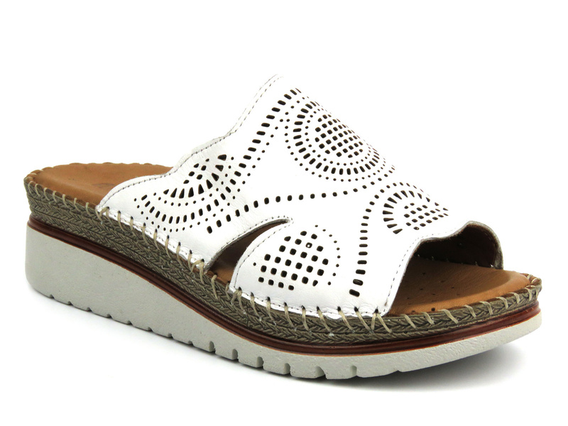 Dámské kožené žabky - Manitu 900119-03, bílá