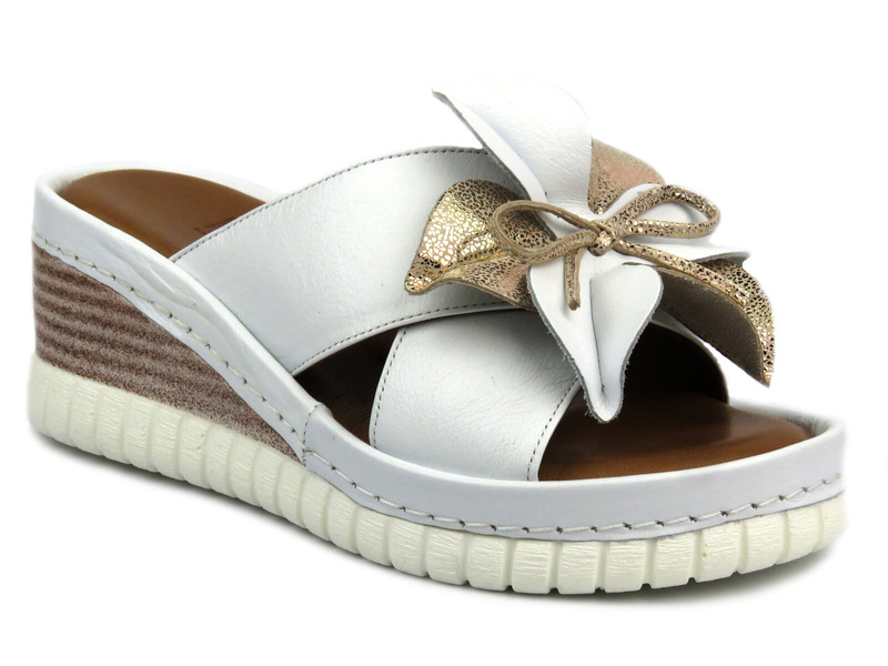 Dámské kožené sandály na klínku - Artiker 50C0504, žluté