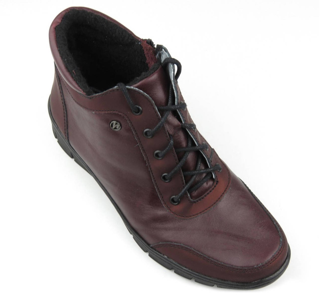 Dámské kožené kozačky ve sportovním stylu - Helios Komfort 531, vínová