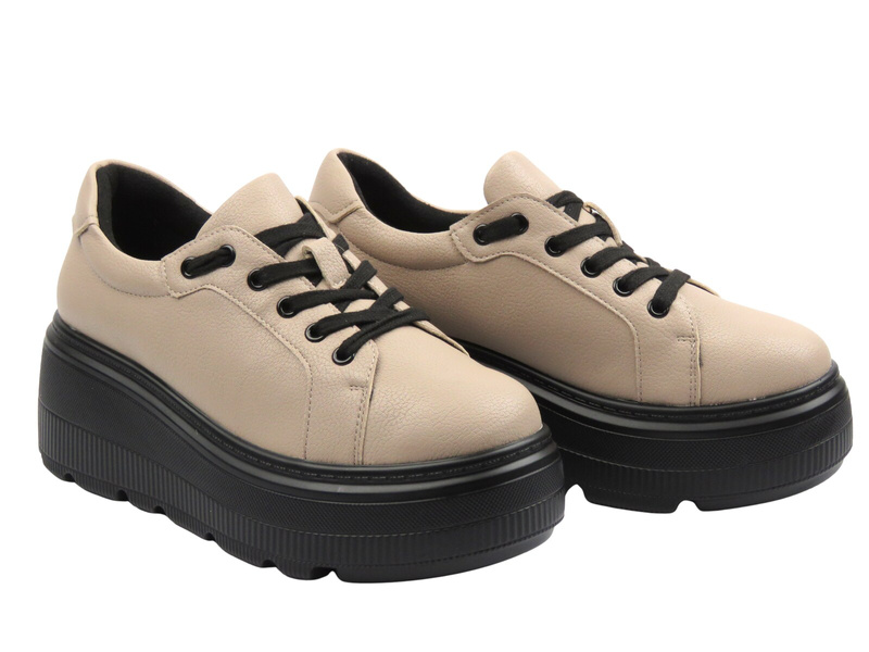 Dámské kožené tenisky khaki Cambell 25-19374