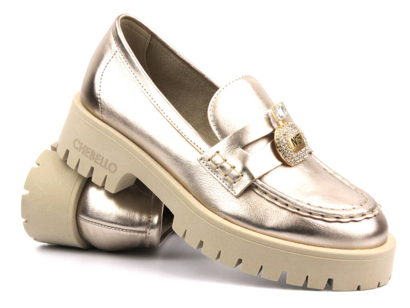 Dámské boty a mokasíny s drážkovanou podrážkou - CheBello 4291, zlatá