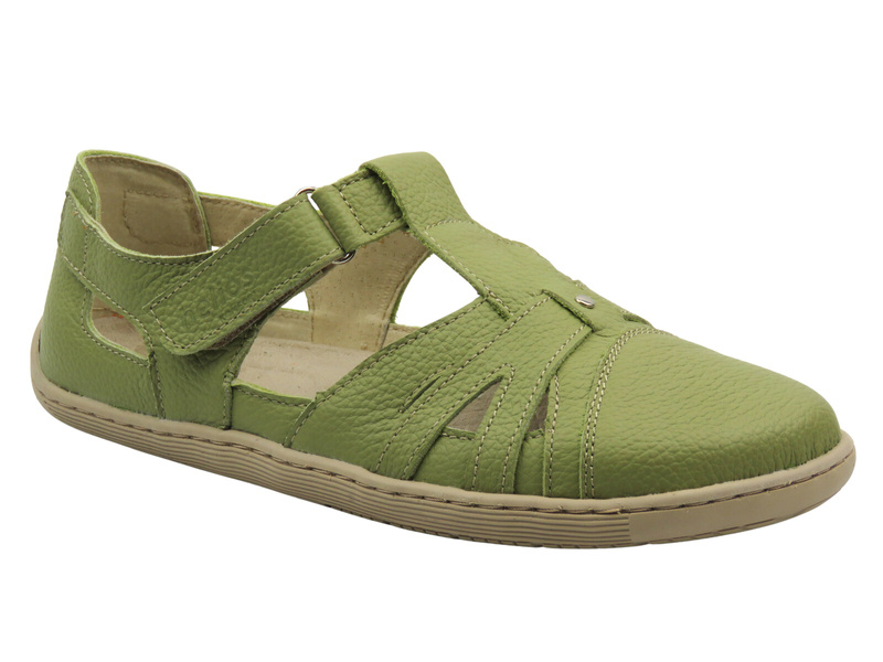 Barefoot kožené minimalistické dámské polobotky zelené Helios Komfort 466