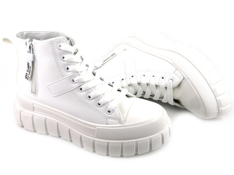 Dámské ekologické kožené kozačky NEWS 23BT26-6571, bílé