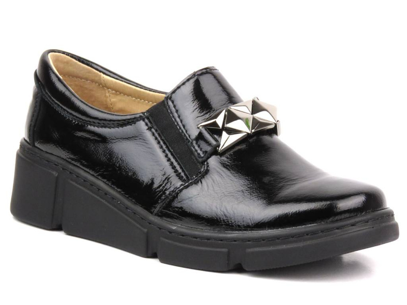 Dámská lakovaná obuv - HELIOS Komfort 404-2, černá