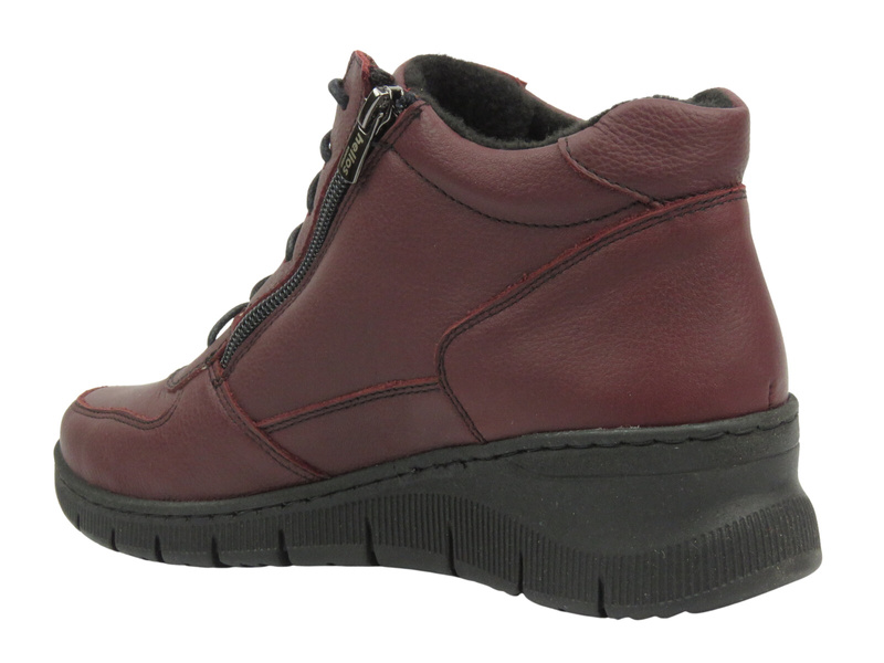 Dámské kožené kotníkové boty od polského výrobce - HELIOS Komfort 543, tmavě třešňové