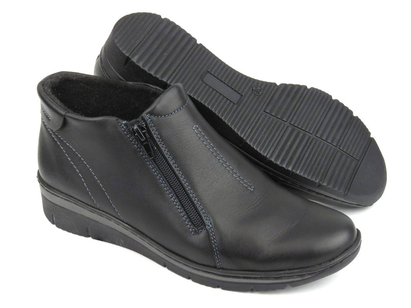 Dámské kotníkové boty na dva zipy - HELIOS Komfort 545-2, černé