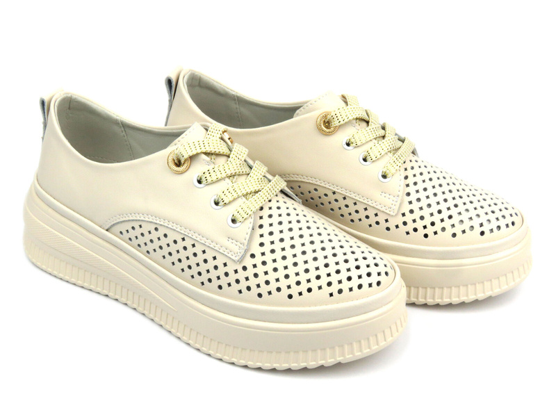 Ažurové polobotky, dámské tenisky - Artiker 54C1707, béžová barva