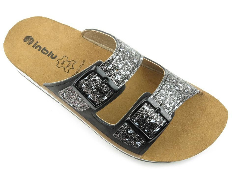 Dámské žabky se vzorovanými proužky - INBLU CP-10, černé