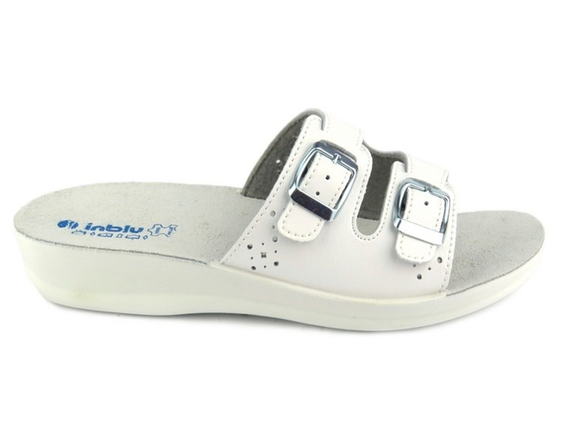 Dámské zdravotní žabky s koženou vsadkou - Inblu VR8B, bílé