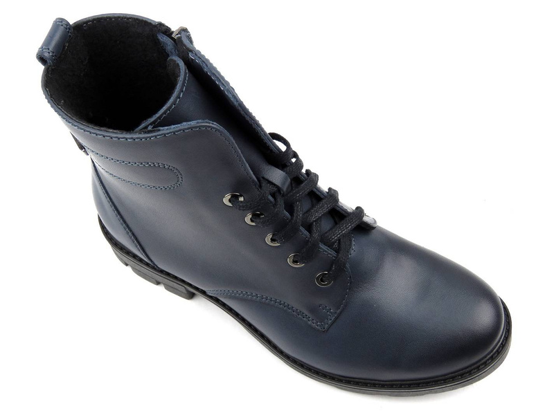 Kožené kozačky, dámské kozačky - HELIOS Komfort 532, tmavě modrá