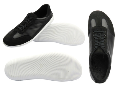 Barefoot kožené minimalistické pánské polobotky černé Wasak 0742