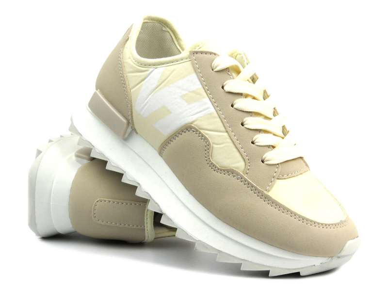 Dámské tenisky na platformě - Potocki 24-16311, béžová barva