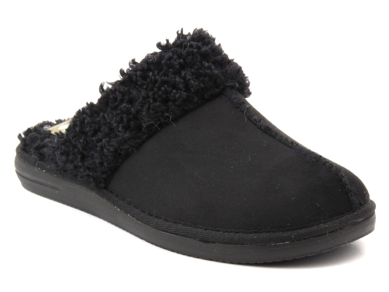 Měkké dámské pantofle s kožíškem - INBLU EK-10, černé