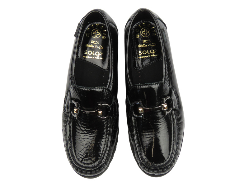 Dámské kožené polobotky, mokasíny černé Solo 014W