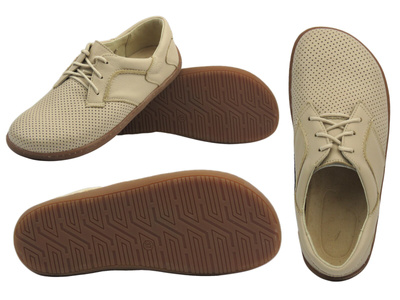 Barefoot kožené minimalistické dámské boty ecru Helios Komfort 715-2B