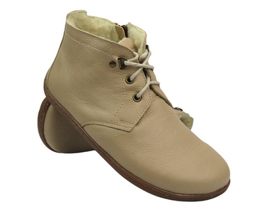 Barefoot minimalistické dámské kotníkové boty světle béžové Helios Komfort 501P