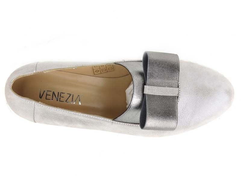 Dámské kožené lordy s mašlí - VENEZIA 181006, šedá