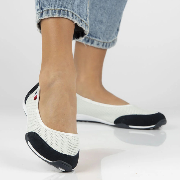 Kožené dámské polobotky - Filippo DP142, bílo-navy