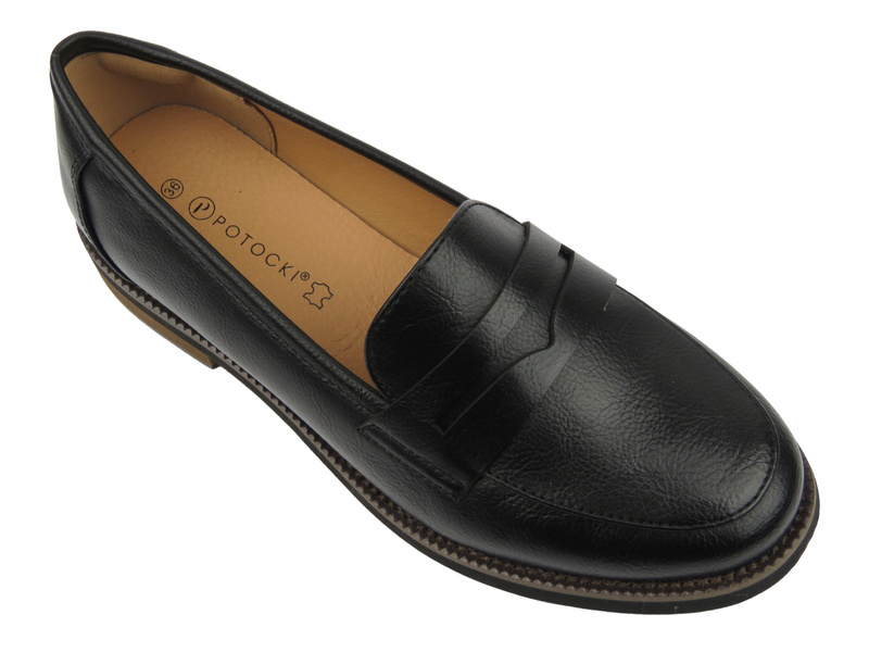 Elegantní dámské mokasínové boty - Potocki 25-12573, černé
