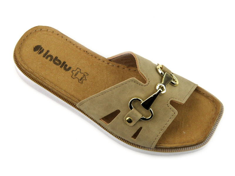 Dámské žabky s koženým vnitřkem - Inblu LA-02, béžová