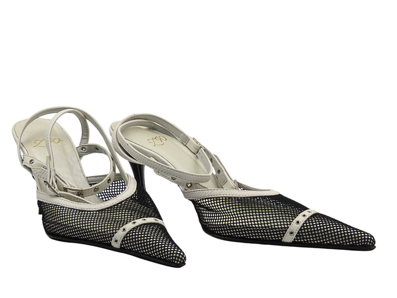 Čeština – Dámské lodičky na podpatku s průsvitnou síťovinou – Zygmunt 290 bílé