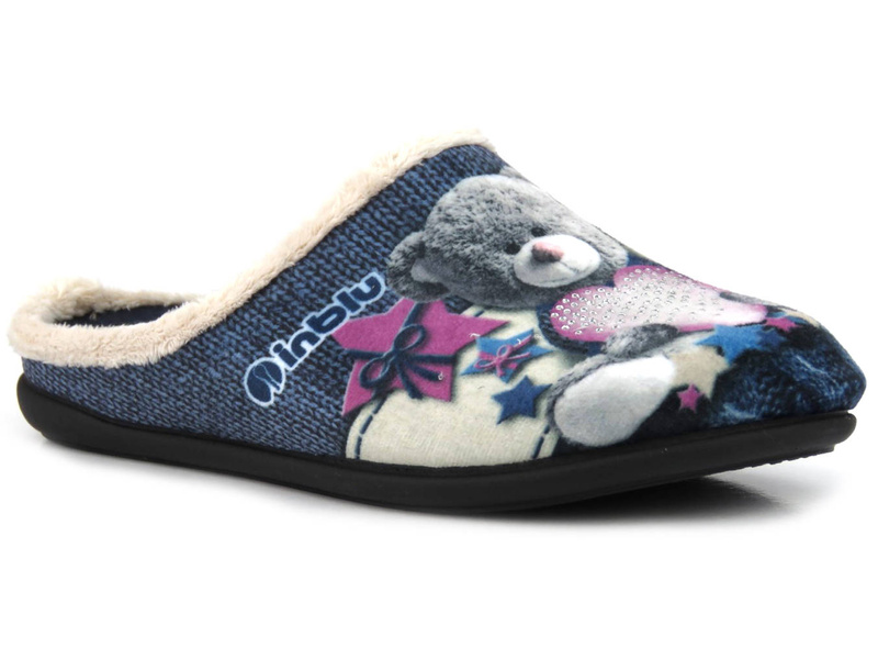 Měkoučké dámské pantofle s medvídkem - INBLU 155D210, modré