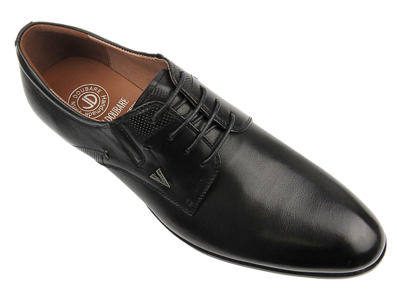 Eleganckie loafersy, półbuty męskie- JOHN DOUBARE 720-75G183, czarne
