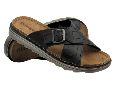 Pánské sandály s koženou stélkou - INBLU BU-01GU, černé