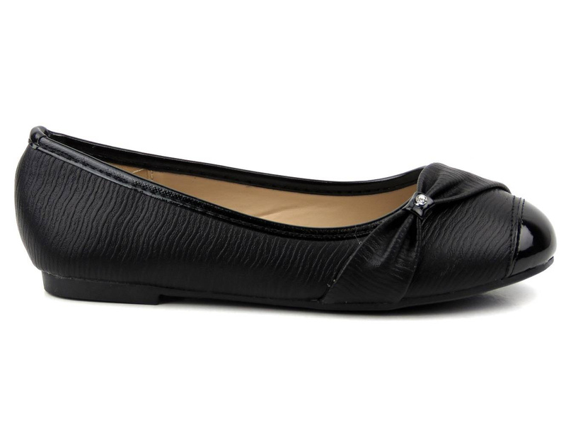 Dětské balerínky s koženou vsadkou - AMERICAN CLUB LU16/19 LU15/19, černá