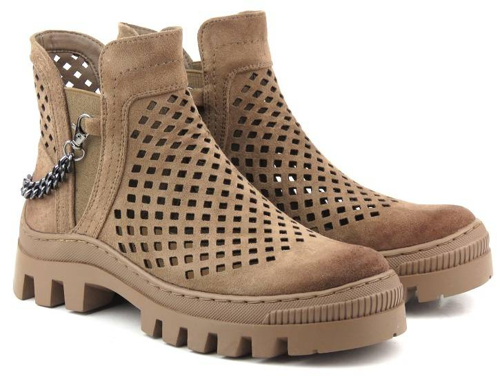 Dámské jarní, prolamované pracovní boty - Potocki 23-12028BR, hnědé