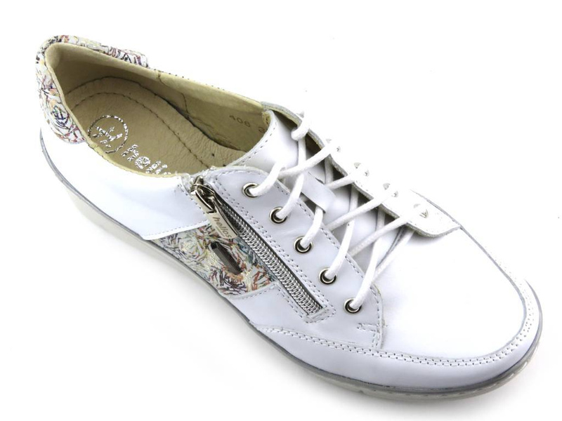 Dámská kožená obuv s ozdobnými květinami - HELIOS Komfort 406, bílá