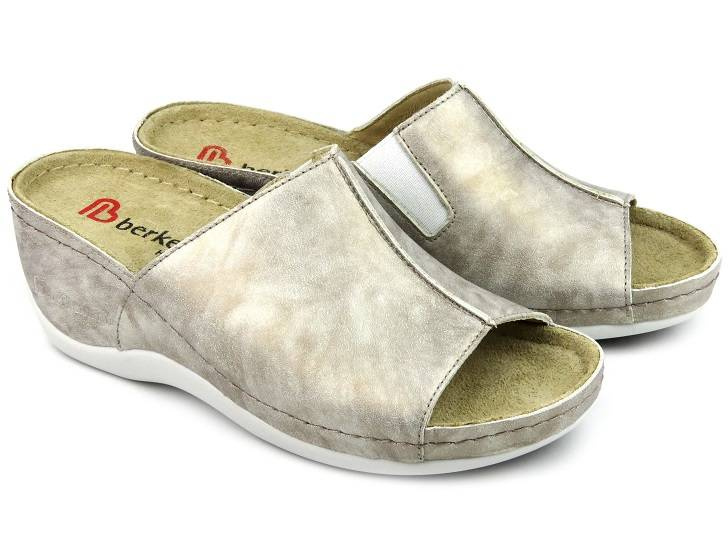 Pohodlné dámské pantofle bez špičky - Berkemann Candela 01750, stříbrné