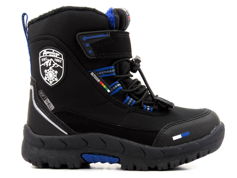 Dětské softshellové sněhule - AMERICAN CLUB HL 27/21(22), černá s modrou