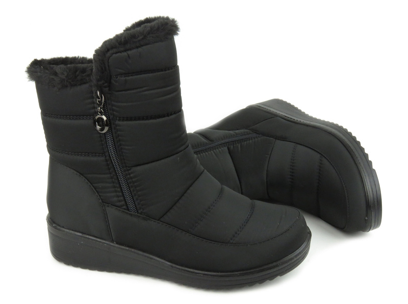 Dámské sněhule zateplené kožíškem - NOVINKY 22SN26-5065, černé